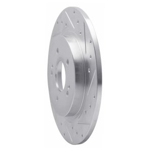Hyundai Santa Fe Brake Rotor (1) - Rear Right - R1 Concepts - Drilled & Slotted - Silver - `19-`25